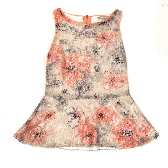 Banana Republic Floral Sequin Peplum Top (multi color, 00P) - Picture 2 of 4